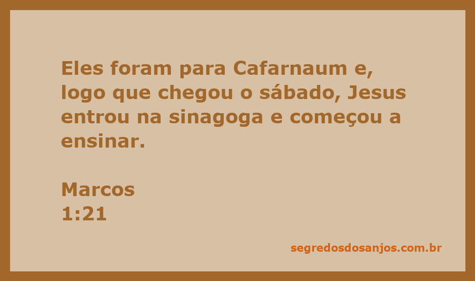 Jesus ensinando na sinagoga em Cafarnaum no sábado, conforme Marcos 1:21.
