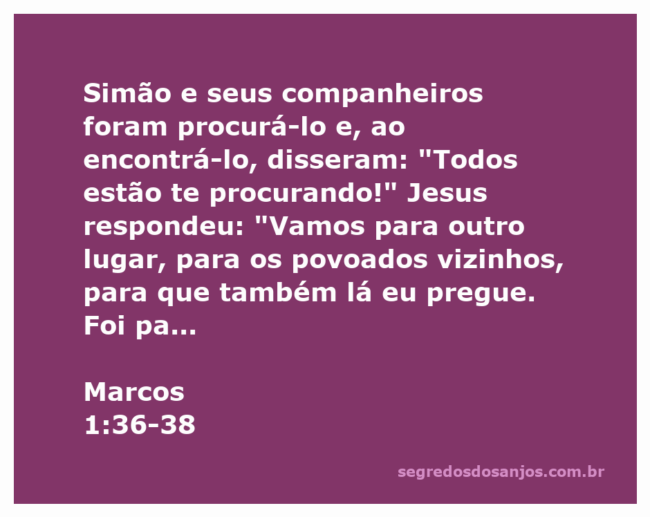 Jesus conversando com Simão e seus companheiros sobre a importância de pregar em outros povoados.