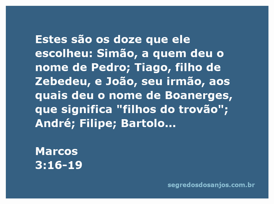 Ilustração dos doze apóstolos escolhidos por Jesus, incluindo Simão Pedro, Tiago e João.