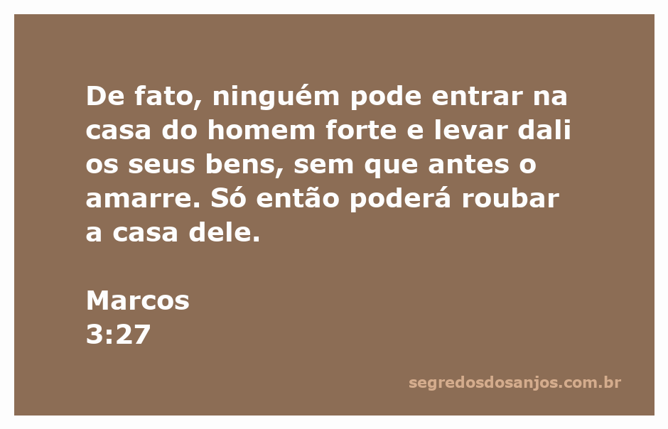 Ilustração de uma casa com um homem forte protegendo seus bens, simbolizando Marcos 3:27.