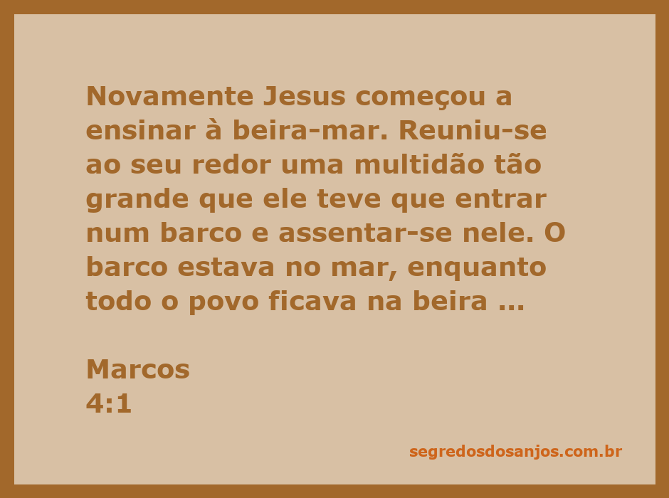 Jesus ensinando à beira-mar, sentado em um barco enquanto uma multidão o escuta na praia.