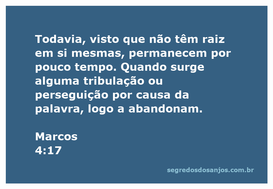 Imagem ilustrativa representando o versículo Marcos 4:17 sobre a falta de raiz na fé.