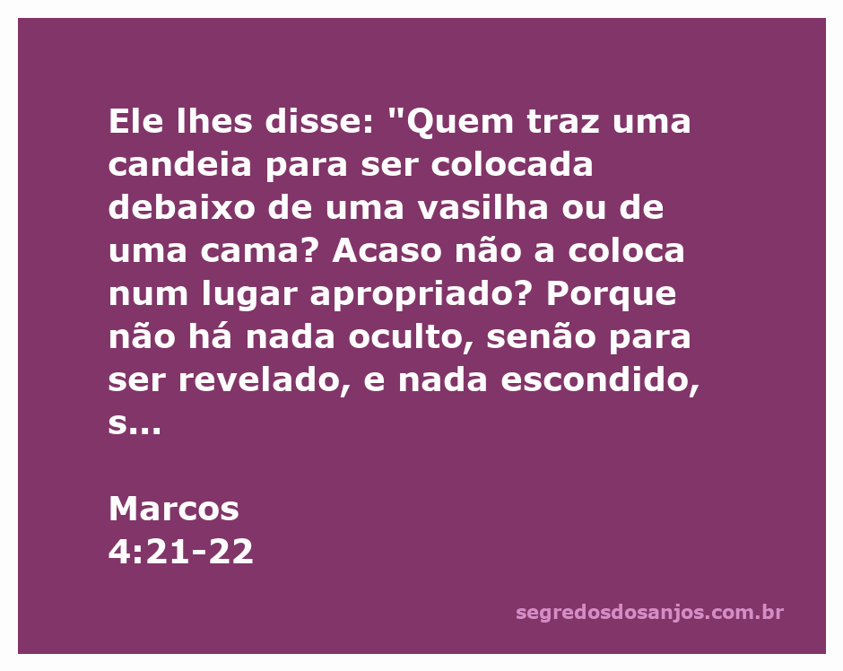 Ilustração de uma candeia acesa colocada em um suporte visível, representando a passagem de Marcos 4:21-22 sobre a importância de revelar a luz.