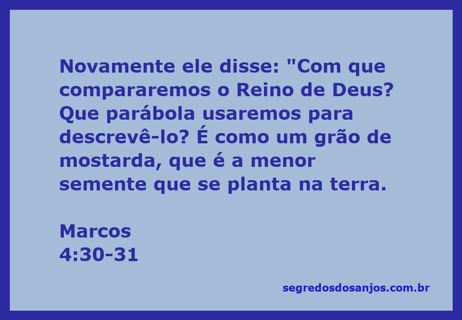 Ilustração de um grão de mostarda, simbolizando o Reino de Deus conforme Marcos 4:30-31.