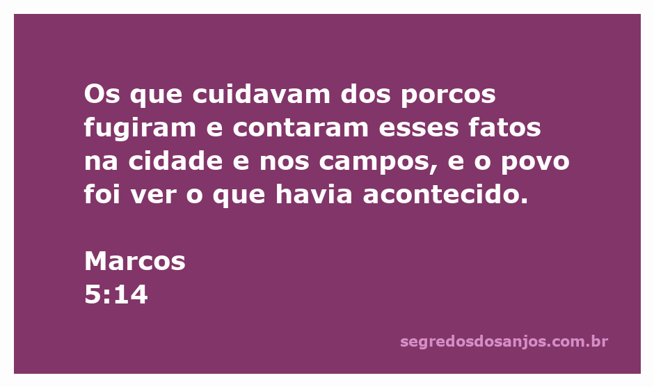 Grupo de pessoas correndo para ver o que aconteceu após a libertação dos demônios dos porcos.