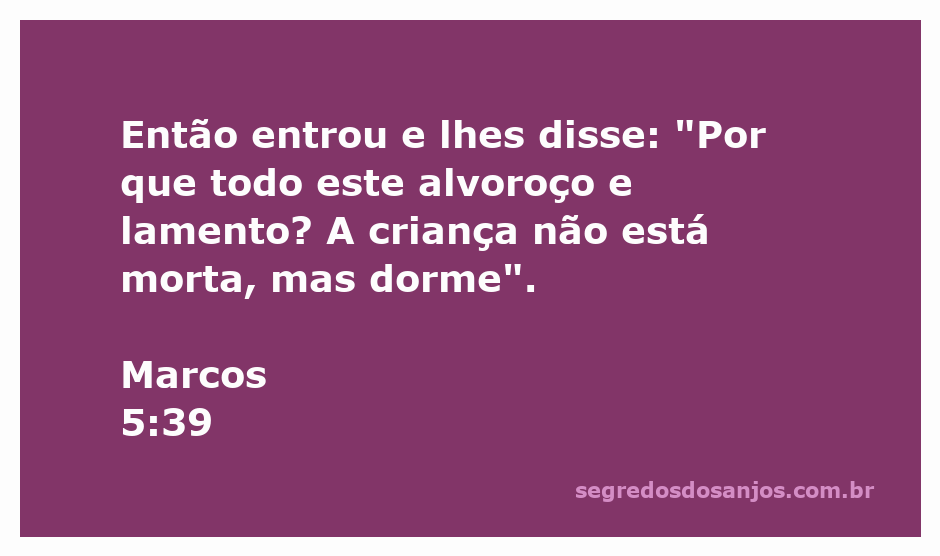 Imagem de Jesus falando a uma multidão sobre a ressurreição da menina, destacando a passagem de Marcos 5:39.