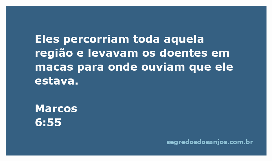 Pessoas levando doentes em macas para encontrar Jesus na região de Marcos 6:55.