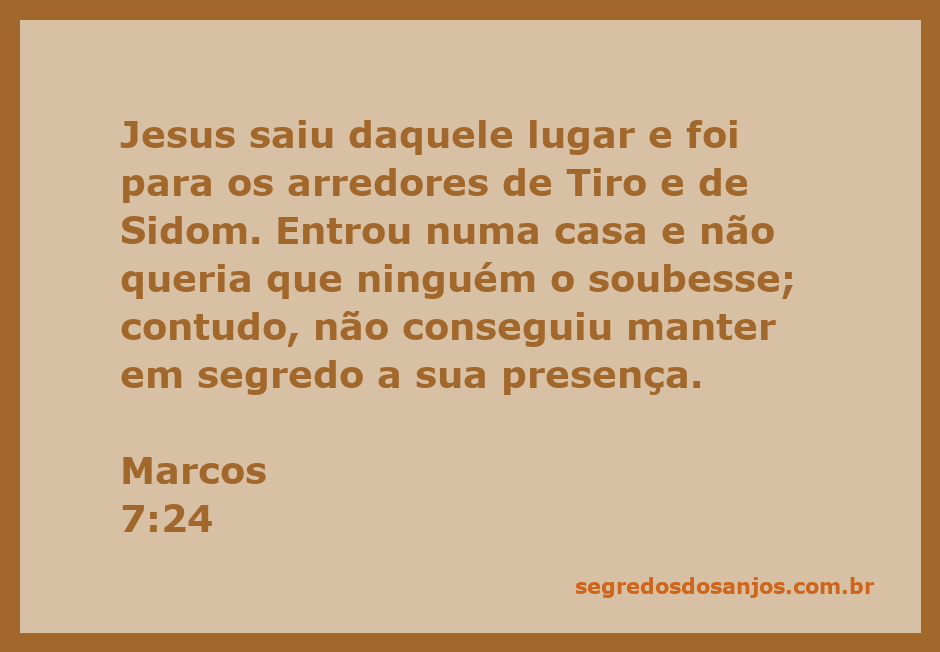 Jesus entrando em uma casa nos arredores de Tiro e Sidom, tentando manter sua presença em segredo.
