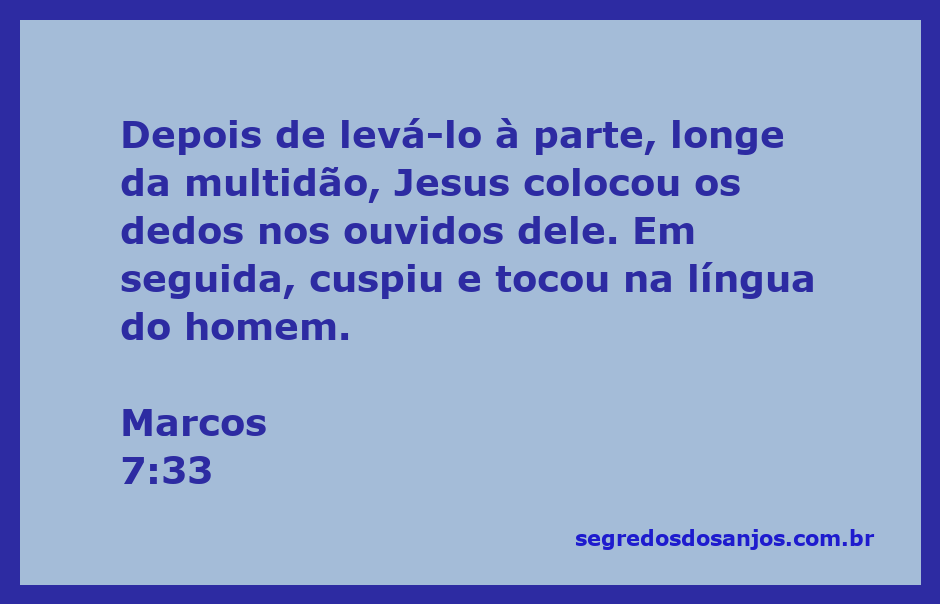 Jesus curando um homem surdo e mudo com um toque especial, conforme descrito em Marcos 7:33.