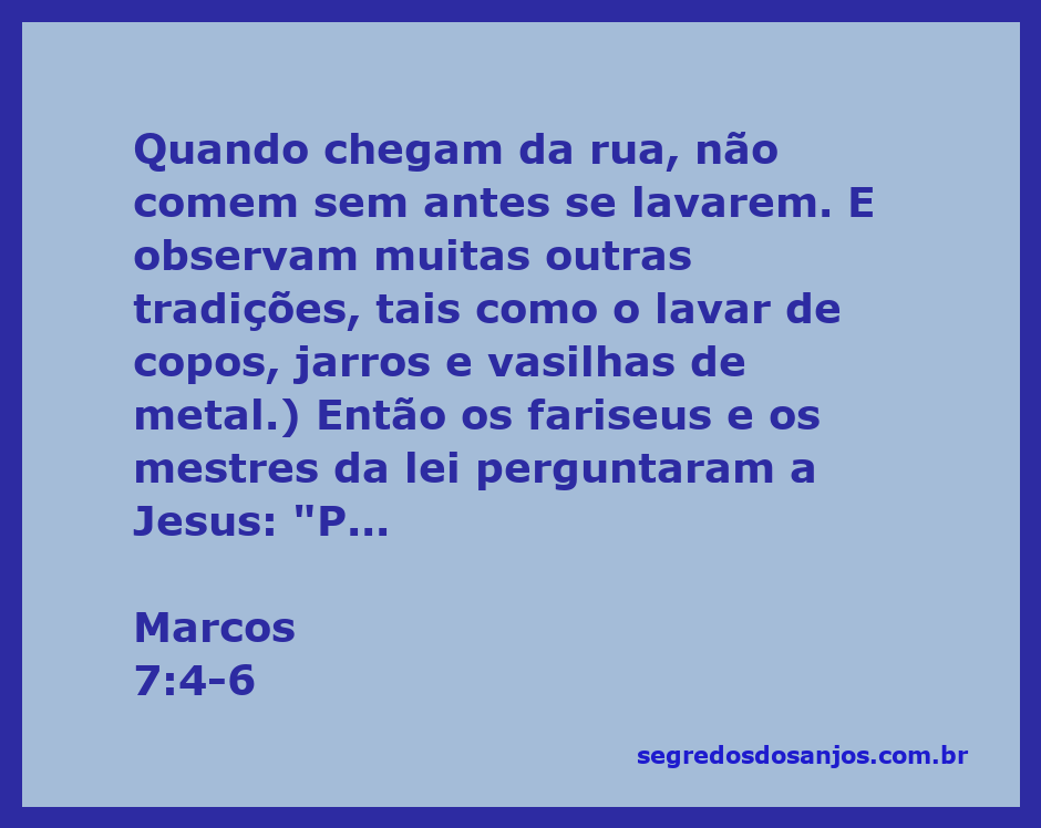 Jesus confronta os fariseus sobre as tradições religiosas e a verdadeira pureza do coração.