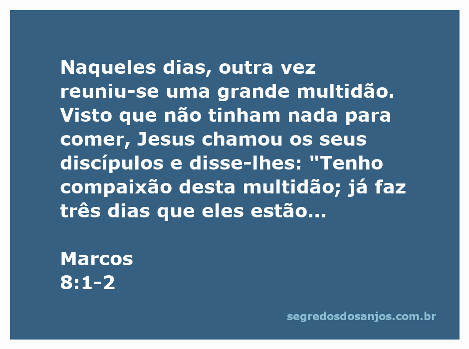 Jesus expressando compaixão pela multidão faminta conforme descrito em Marcos 8:1-2.