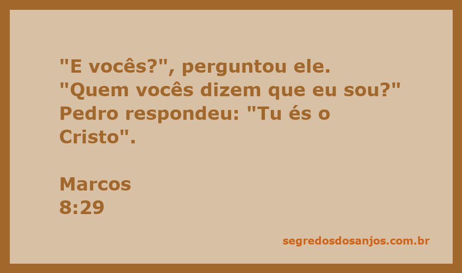 Imagem de Pedro reconhecendo Jesus como o Cristo em Marcos 8:29
