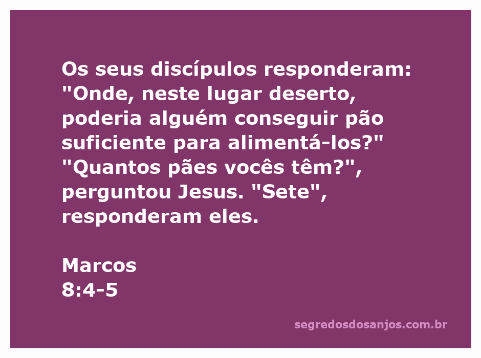 Jesus perguntando aos discípulos sobre a quantidade de pães disponíveis em um lugar deserto