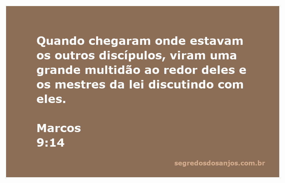 Discípulos de Jesus cercados por uma multidão e mestres da lei discutindo.