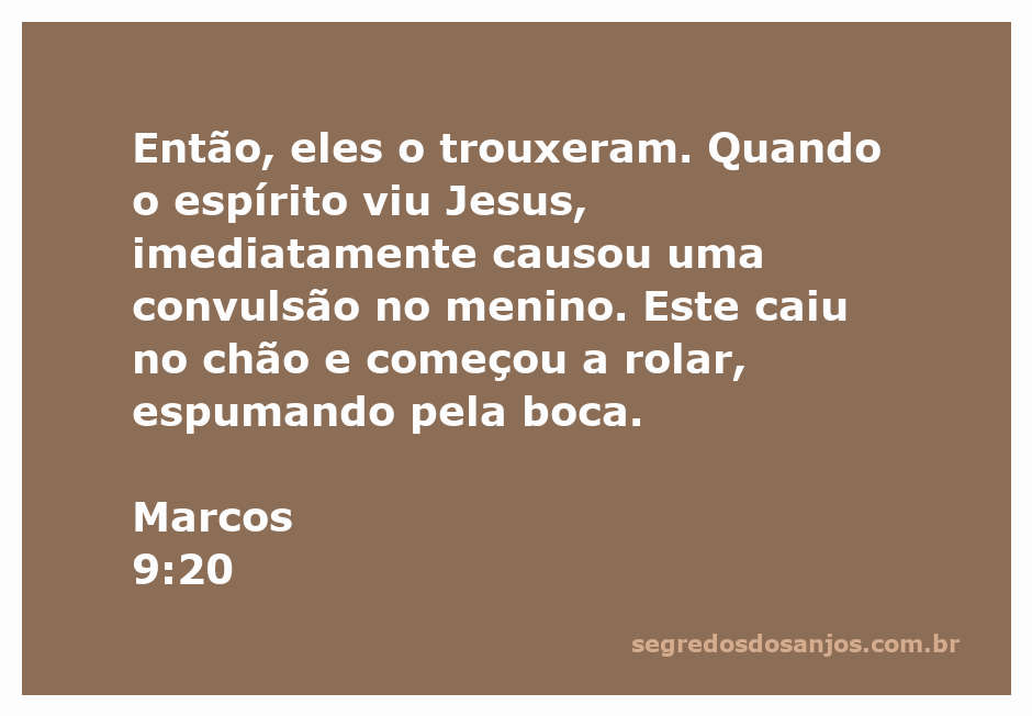 Menino em convulsão diante de Jesus, representando a passagem de Marcos 9:20.
