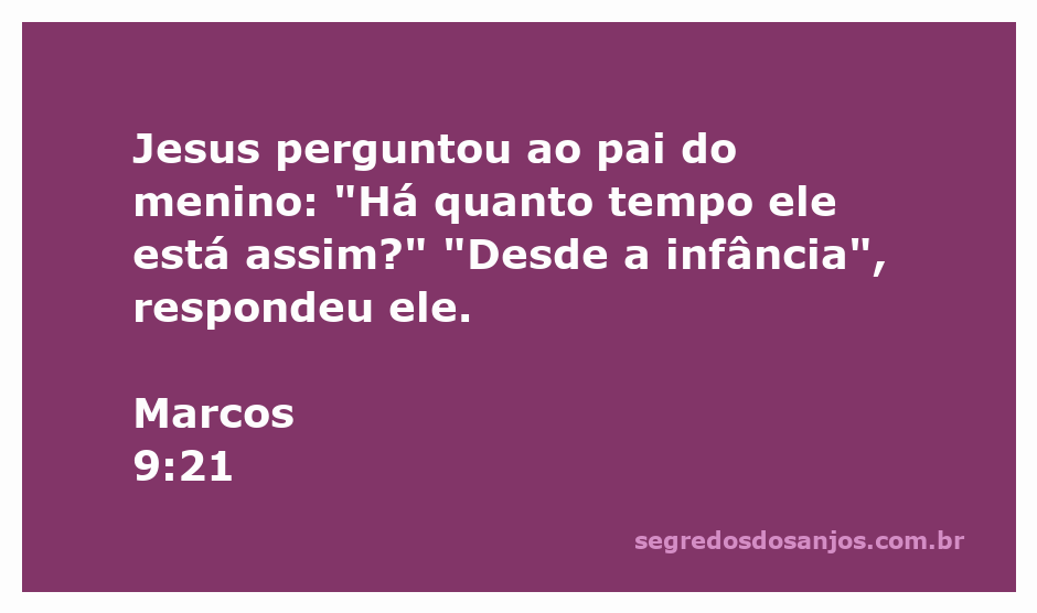 Jesus perguntando ao pai do menino sobre a condição do filho desde a infância.