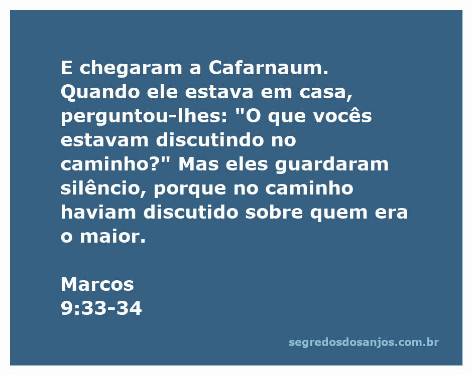 Jesus questiona os discípulos sobre sua discussão sobre quem é o maior entre eles em Cafarnaum.