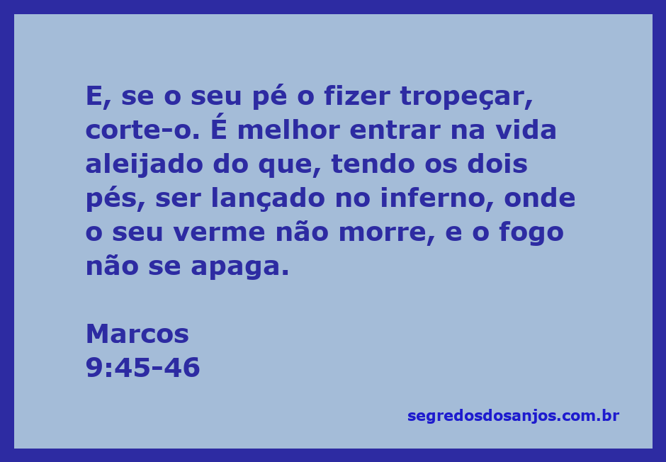 Ilustração de um pé simbolizando o versículo de Marcos 9:45-46 sobre evitar o pecado e suas consequências.