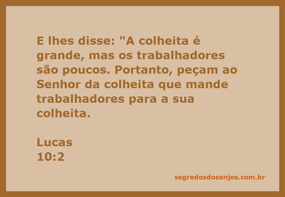 Imagem representando a mensagem de Lucas 10:2 sobre a colheita espiritual e a necessidade de trabalhadores.