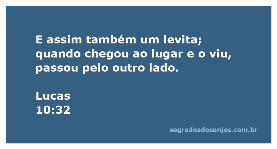 Um levita passando pelo outro lado ao ver um homem ferido na estrada.