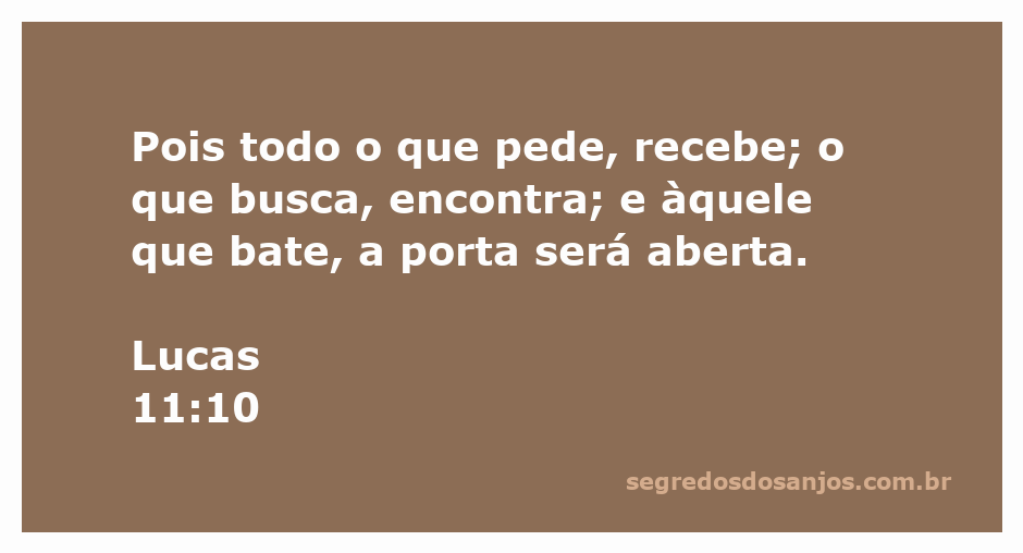 Ilustração da passagem bíblica Lucas 11:10, que fala sobre receber e encontrar ao pedir e buscar.