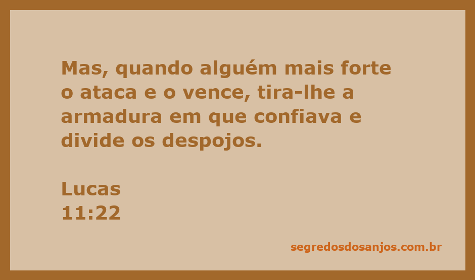 Ilustração de Lucas 11:22, representando a batalha espiritual e a vitória sobre o mal.