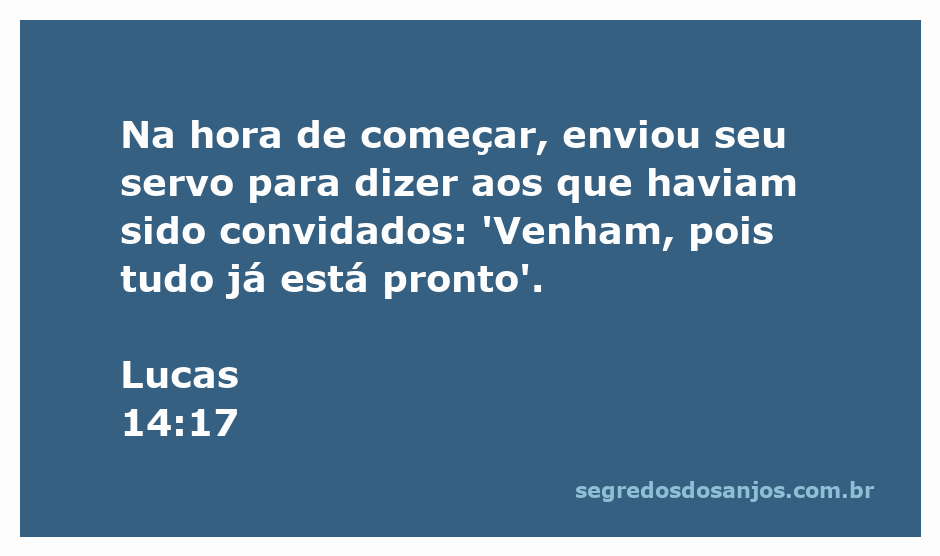 Servo convidando os convidados para a festa, representando a passagem de Lucas 14:17.