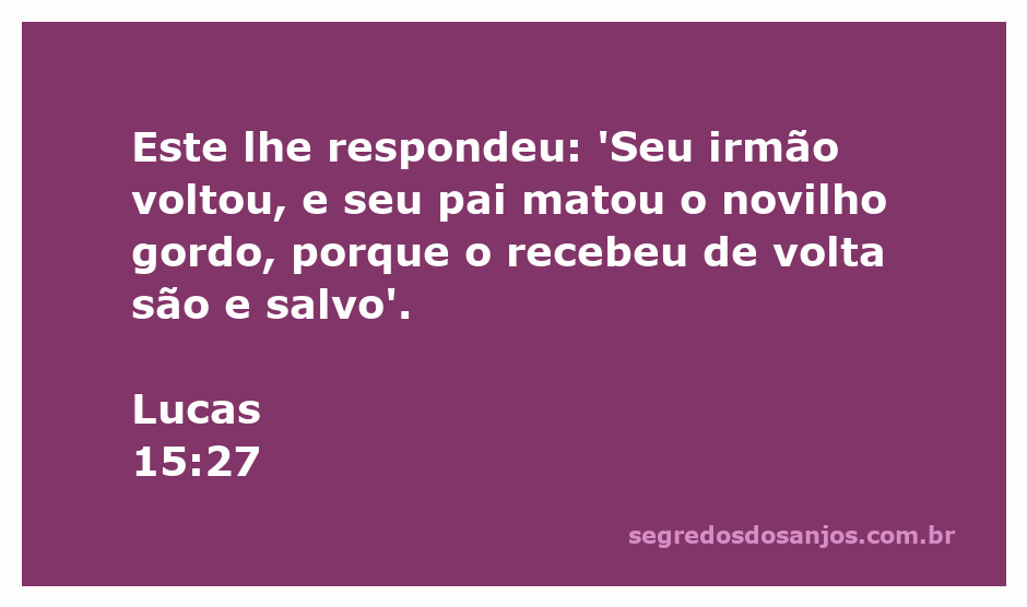 Ilustração do versículo Lucas 15:27, retratando a alegria do pai ao receber seu filho de volta.