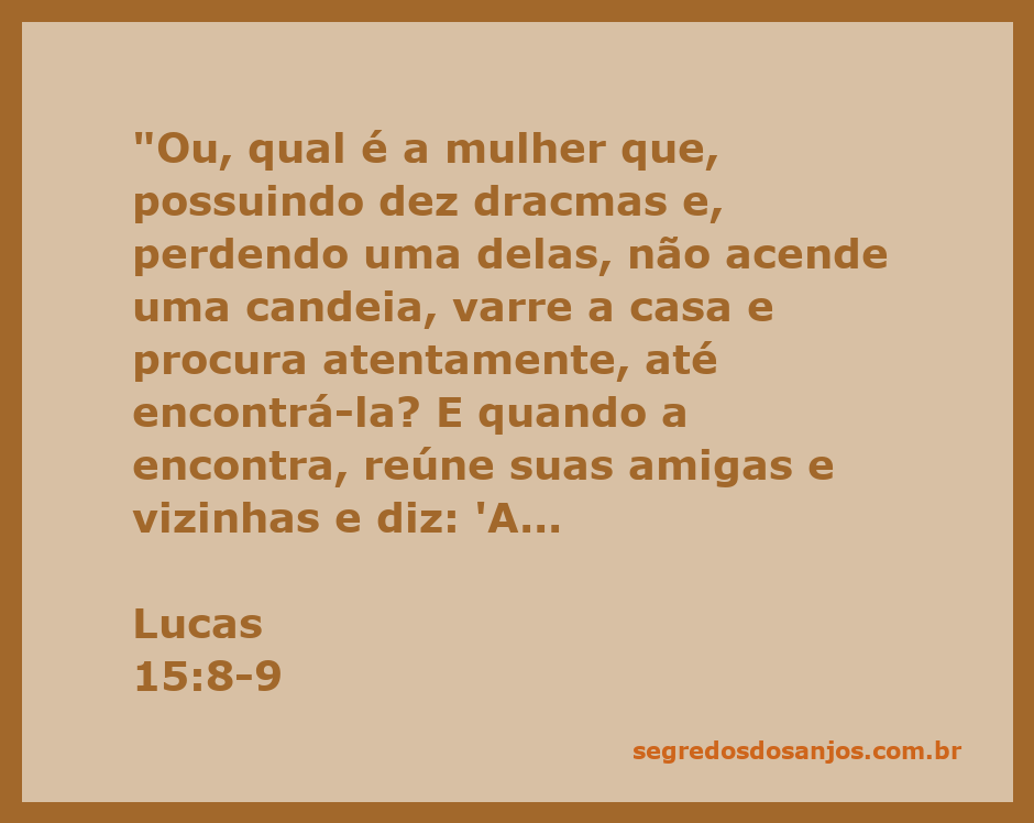 Mulher acendendo uma candeia e varrendo a casa em busca de uma moeda perdida, representando a parábola de Lucas 15:8-9.