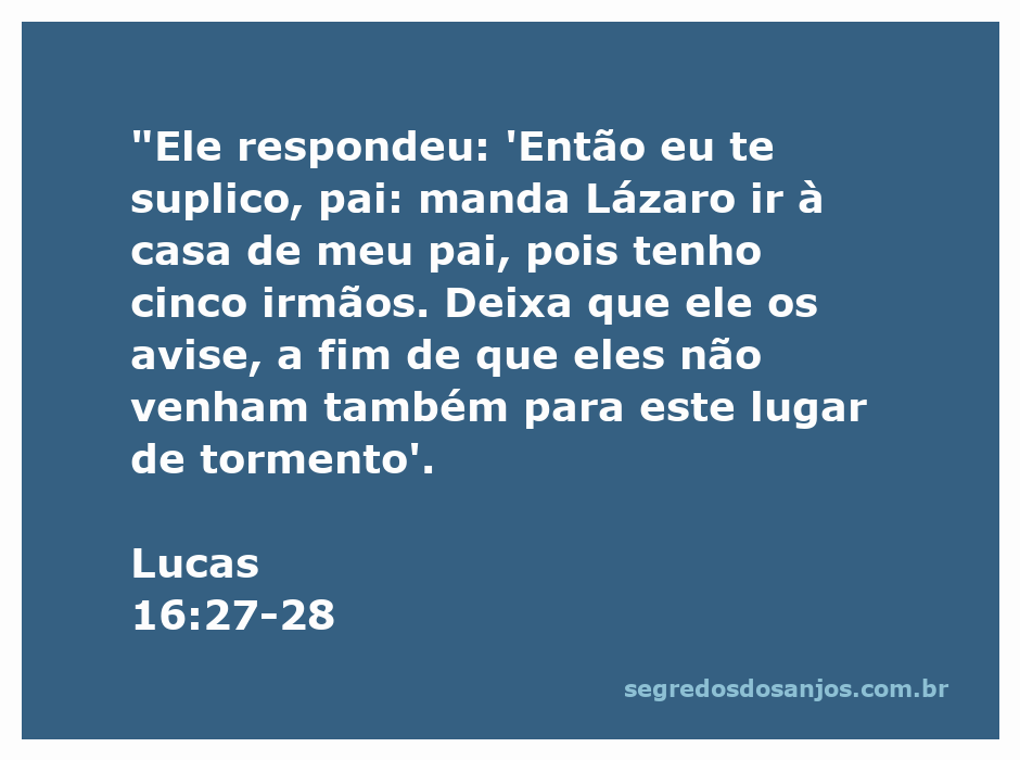 Retrato de uma cena bíblica onde um homem pede ajuda para que Lázaro avise seus irmãos sobre o tormento.