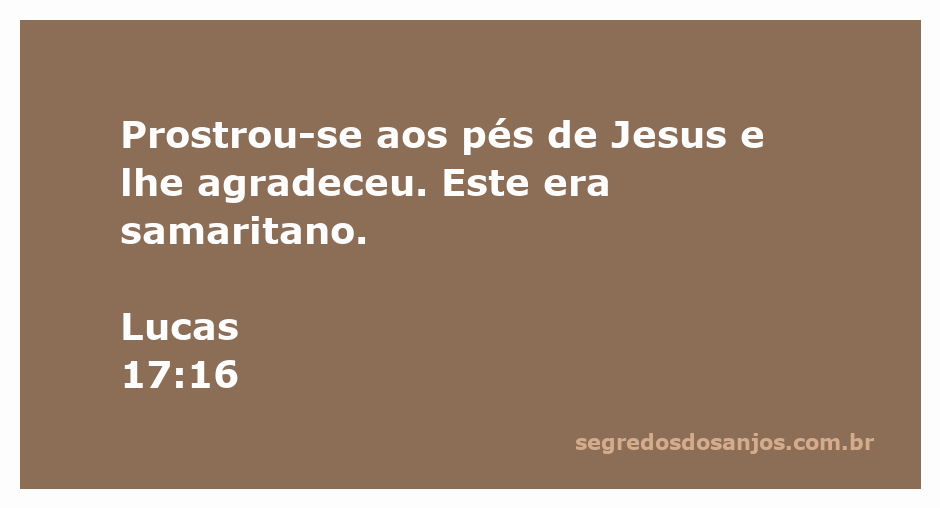 Um samaritano prostrado aos pés de Jesus agradecendo.