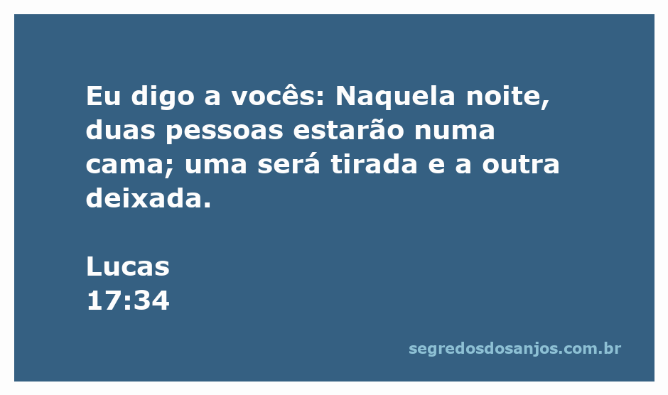 Ilustração representando a passagem bíblica de Lucas 17:34, mostrando duas pessoas em uma cama, simbolizando a separação entre os que serão levados e os que ficarão.