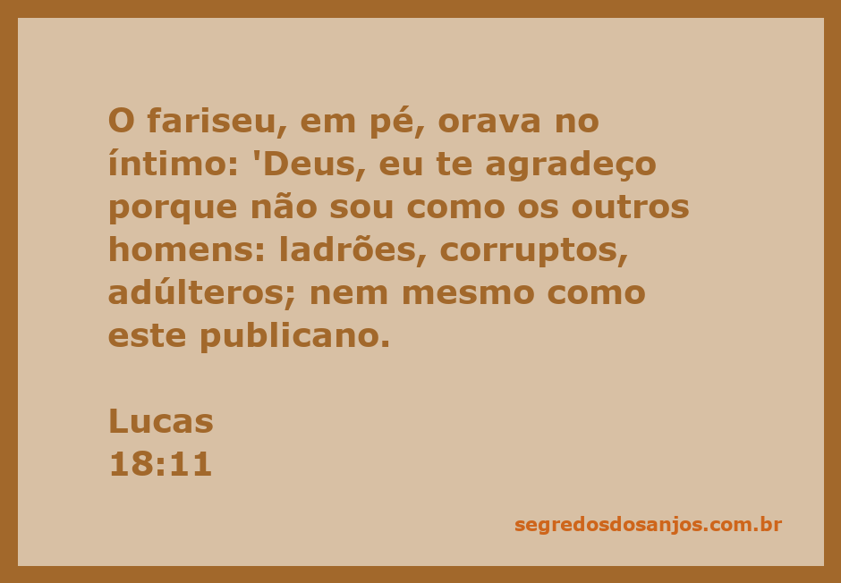 Ilustração do fariseu orando em pé, agradecendo a Deus por sua moralidade, contrastando-se com um publicano.