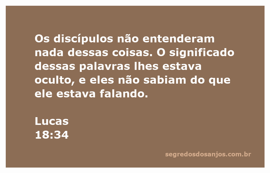 Os discípulos perplexos diante das palavras de Jesus em Lucas 18:34.
