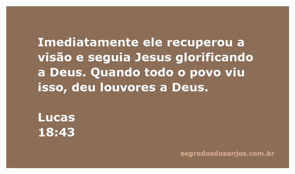 Homem recuperando a visão e seguindo Jesus, glorificando a Deus