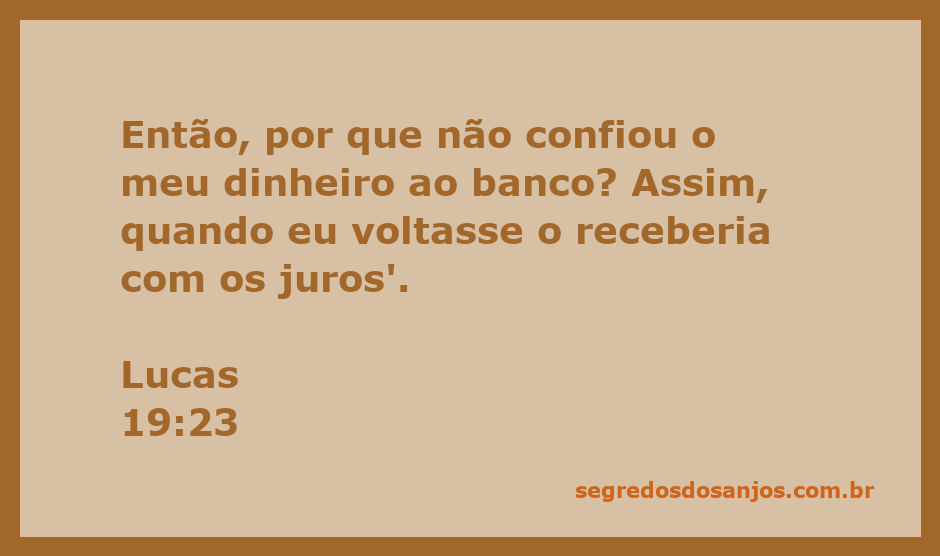 Ilustração do versículo Lucas 19:23, destacando a importância de investir sabiamente.