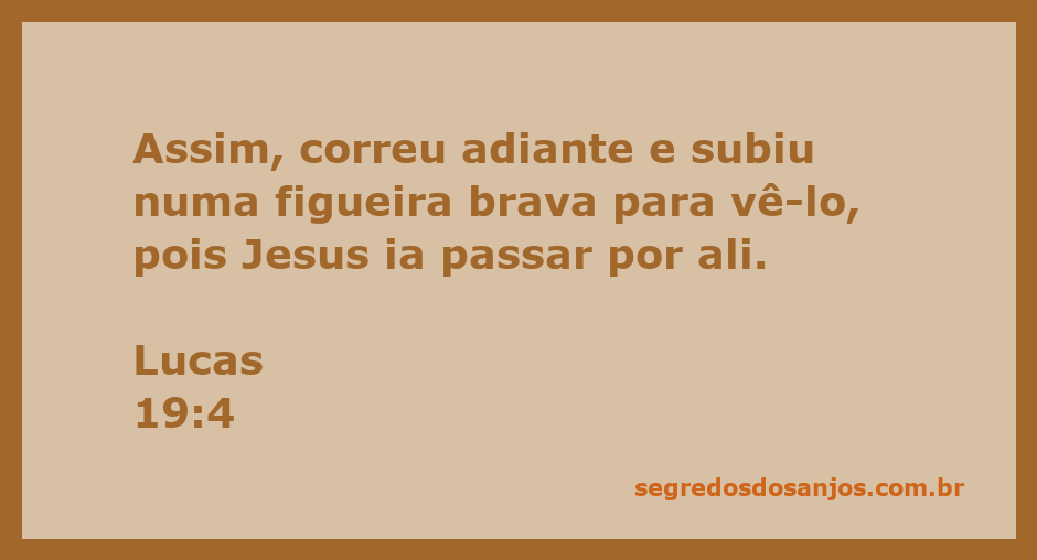 Homem subindo numa figueira brava para ver Jesus passar, inspirado pelo versículo de Lucas 19:4.