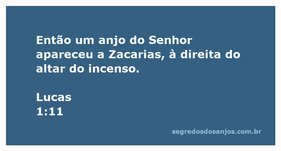 Um anjo do Senhor aparece a Zacarias ao lado do altar do incenso.