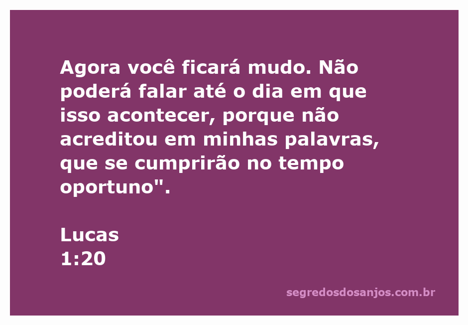 Anjo Gabriel fala com Zacarias, anunciando que ele ficará mudo por não acreditar nas palavras de Deus.