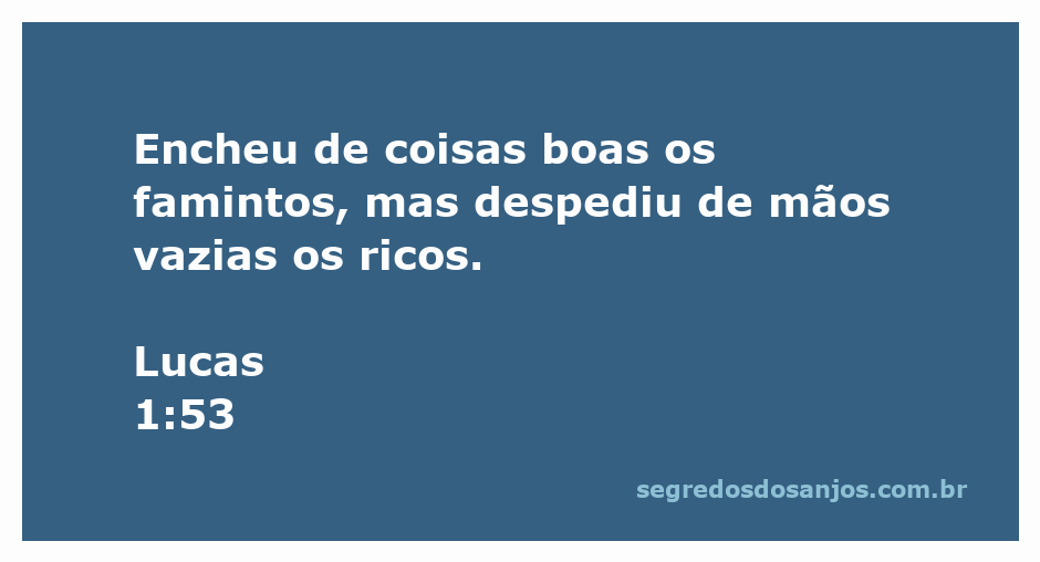 Ilustração de Lucas 1:53, mostrando a generosidade divina em encher os famintos e deixar os ricos de mãos vazias.