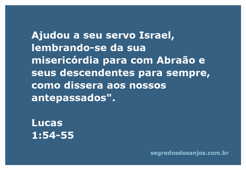Ilustração da passagem bíblica Lucas 1:54-55, destacando a misericórdia de Deus para com Israel e os descendentes de Abraão.