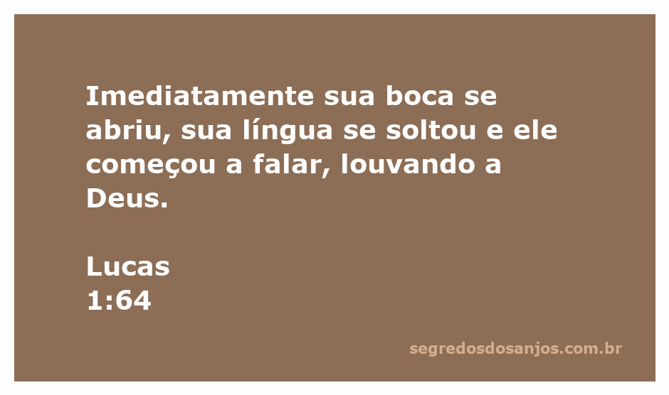 Representação de Zacarias, com a boca aberta e louvando a Deus após recuperar a fala.