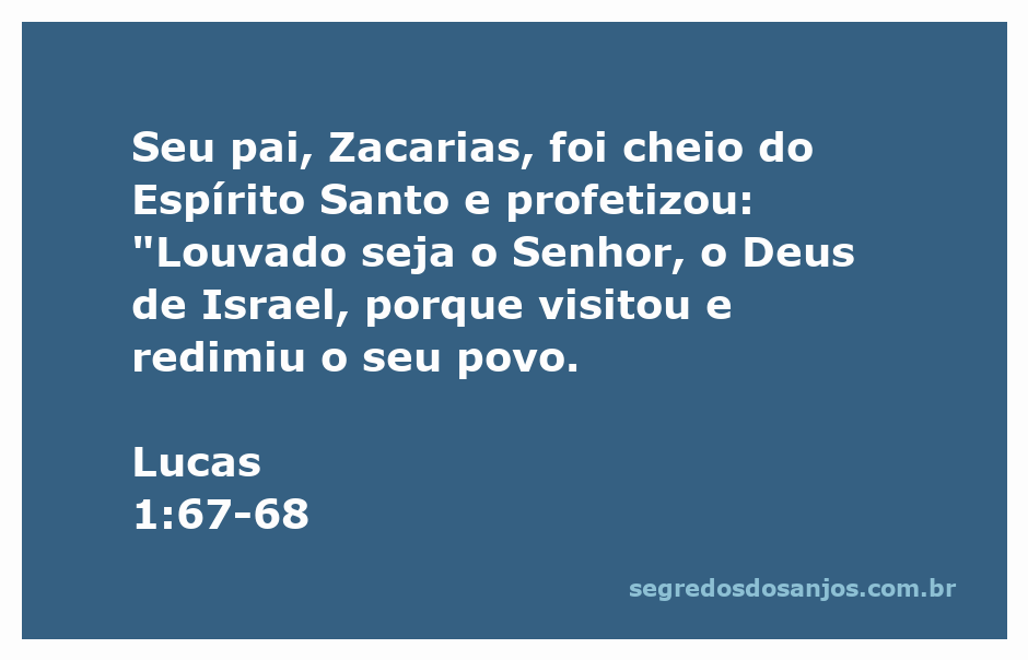Ilustração de Zacarias profetizando cheio do Espírito Santo, louvando a Deus por visitar e redimir seu povo.