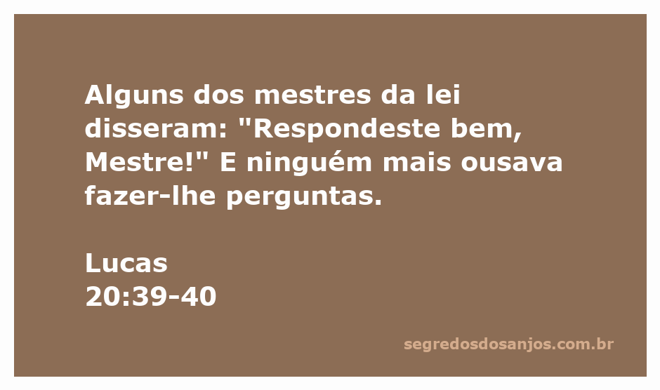 Mestre da lei elogiando Jesus após sua resposta sábia em Lucas 20:39-40.