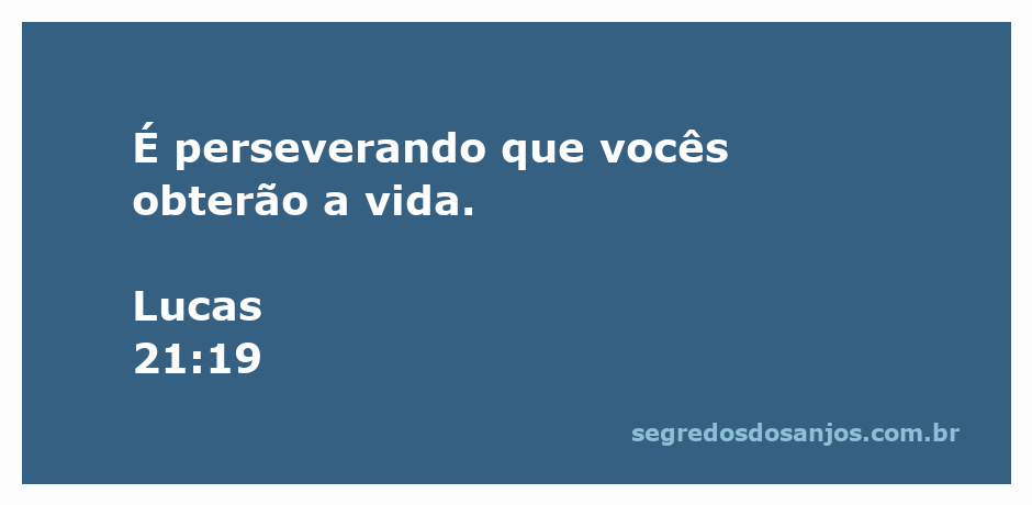 Imagem inspiradora com a citação de Lucas 21:19 destacando a perseverança na busca pela vida.