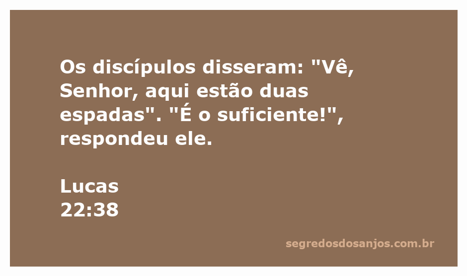 Os discípulos apresentam duas espadas a Jesus durante a Última Ceia