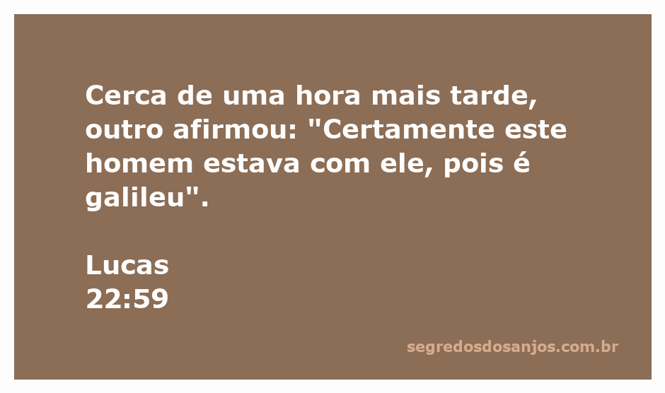 Um homem afirmando que outro estava com Jesus, identificado como galileu, em uma cena do Evangelho de Lucas.