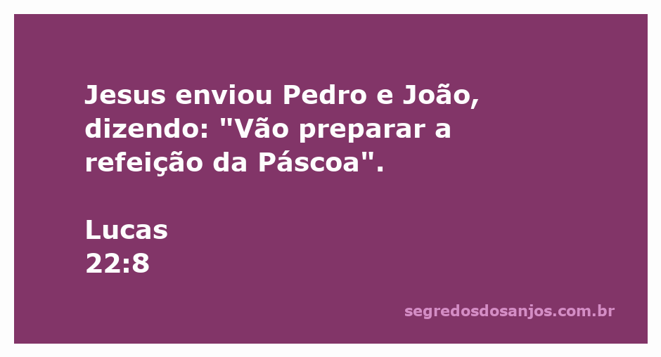 Jesus envia Pedro e João para preparar a refeição da Páscoa