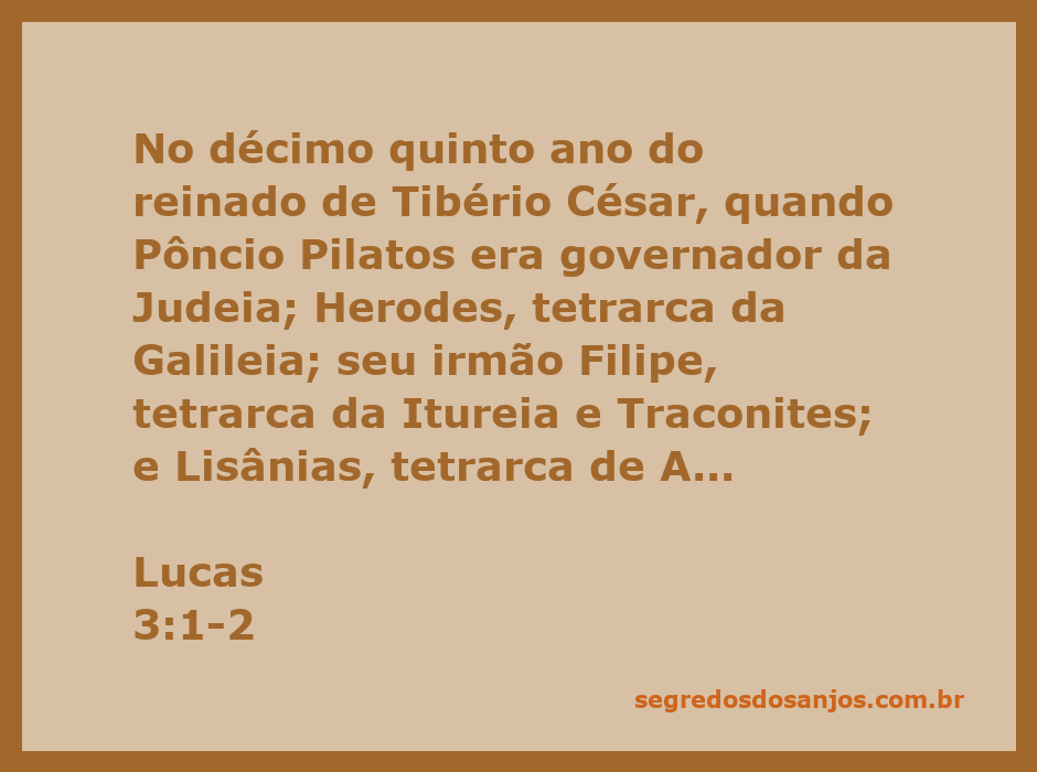 Ilustração de João Batista recebendo a palavra do Senhor no deserto, com referência à passagem bíblica de Lucas 3:1-2.