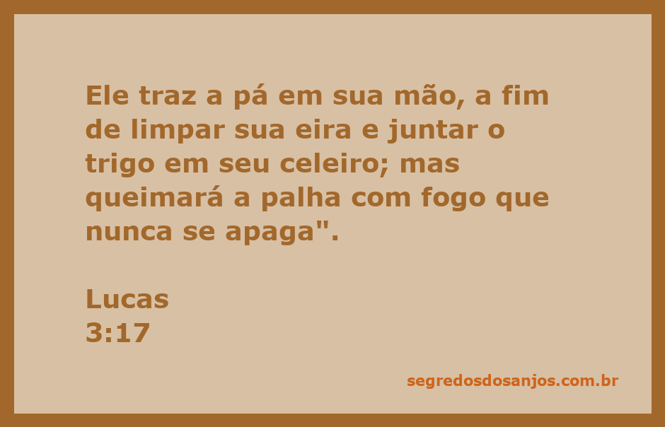 Imagem representativa de Lucas 3:17, mostrando um agricultor com uma pá em mãos, limpando a eira e separando o trigo da palha.